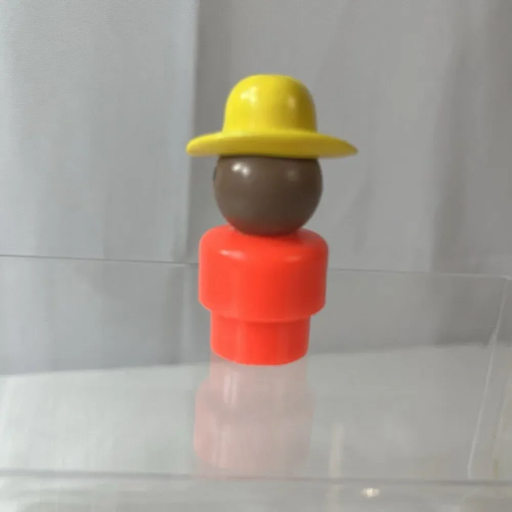 Vintage Fisher Price Little People Orange Boy Cowboy Yellow Hat